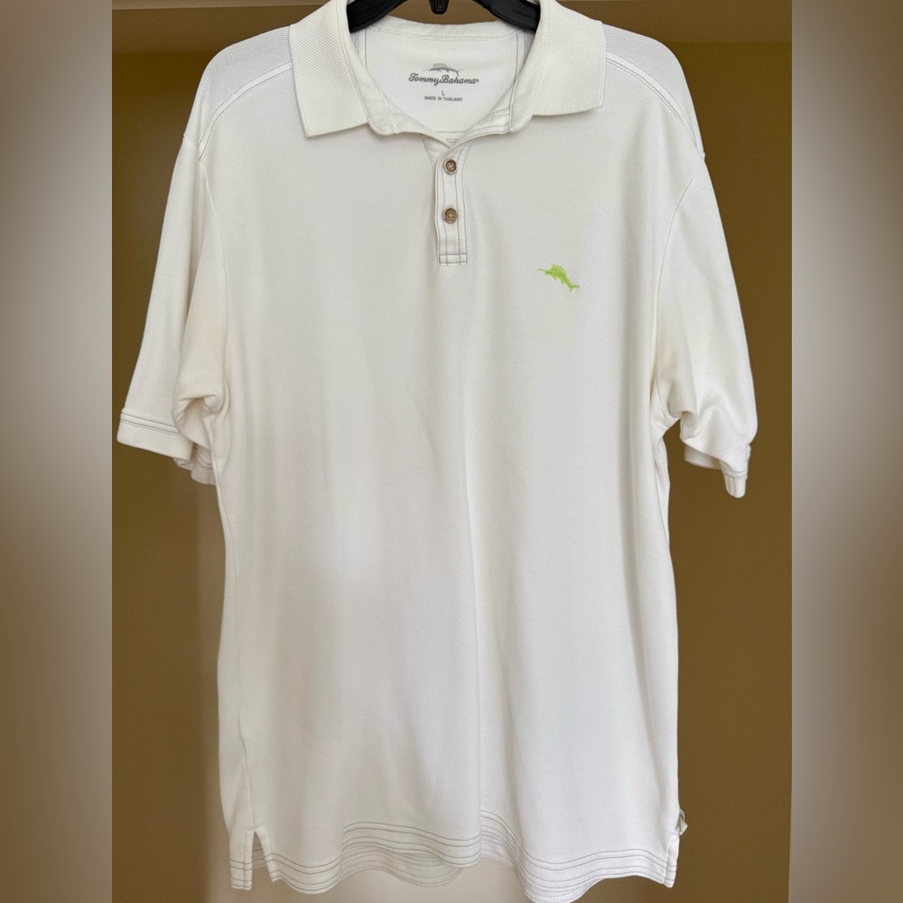 Tommy Bahama White Polo Shirt with Green Logo